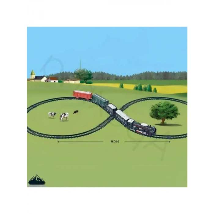 Renkli 19 Parça Klasik Yolcu Treni Seti - 91 cm Ray Uzunluğu