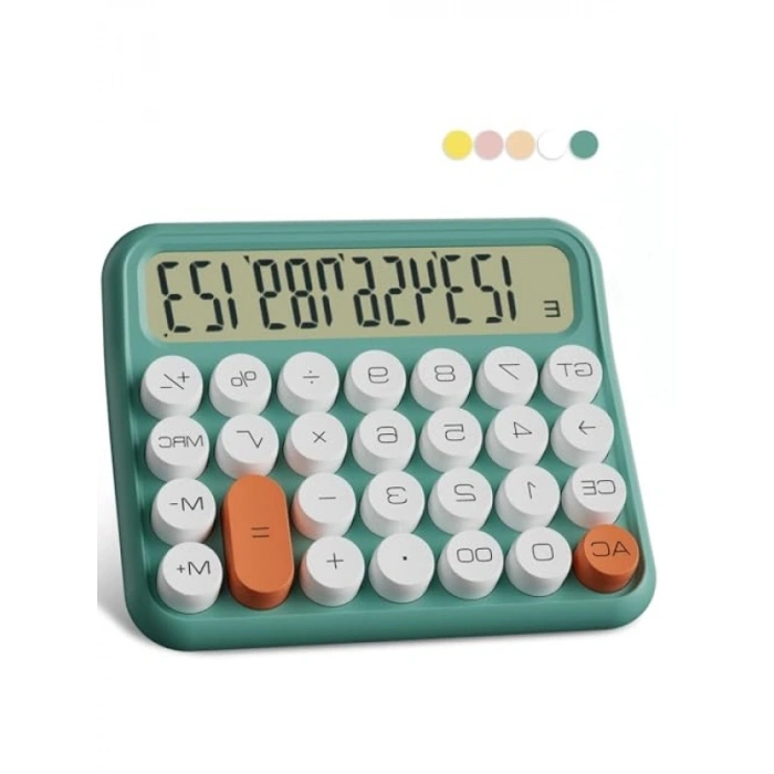 Renkli Dijital Hesap Makinesi - 15.5 x 13.5 cm LCD Ekranlı