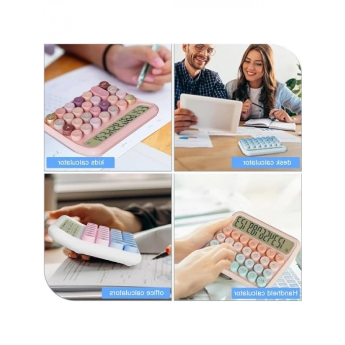 Renkli Dijital Hesap Makinesi - 15.5 x 13.5 cm LCD Ekranlı