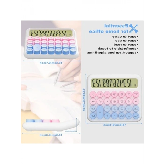 Renkli Dijital Hesap Makinesi - 15.5 x 13.5 cm LCD Ekranlı