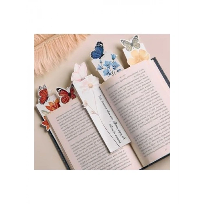 Renkli Kelebek Figürlü Motto Mesajlı Kitap Ayracı
