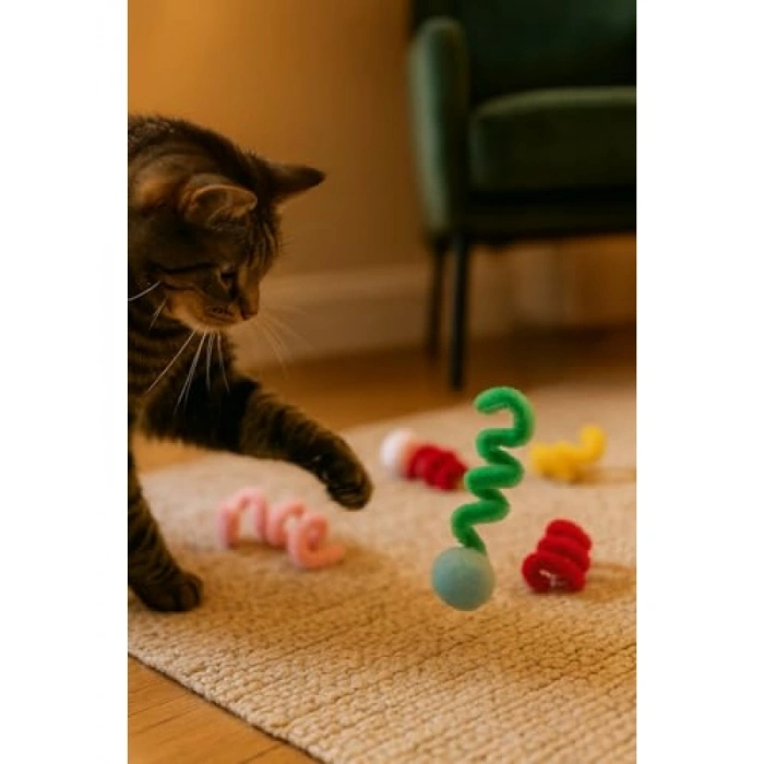Renkli Peluş Kedi Oyuncak Seti - Hafif ve Etkileşimli