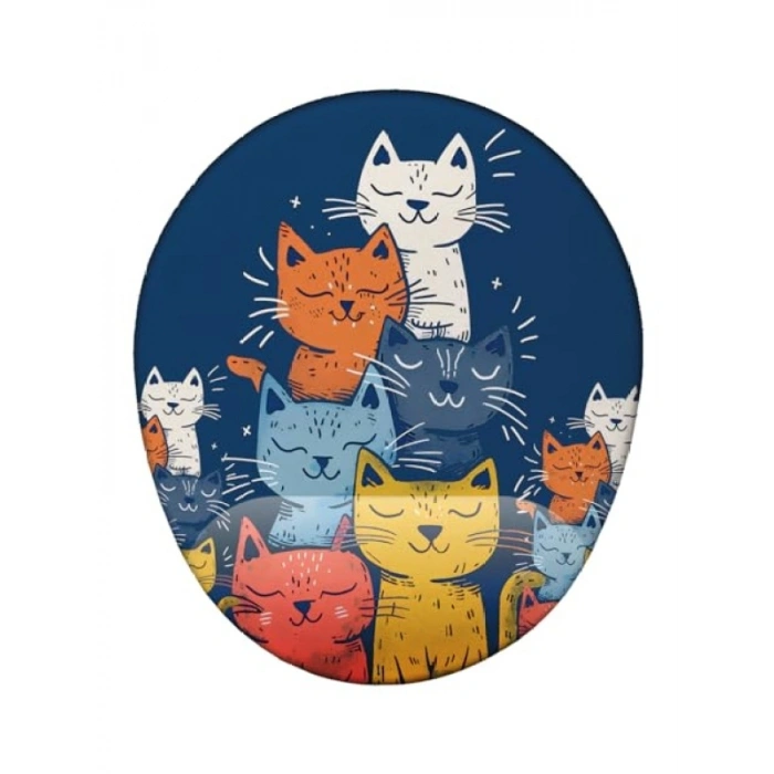 Renkli Sevimli Kediler Temalı Mouse Pad