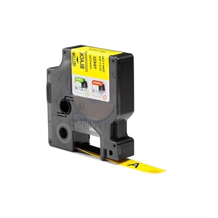 Renkli Vinil Etiket Bant, 12mm x 5.5m, Sarı/Siyah