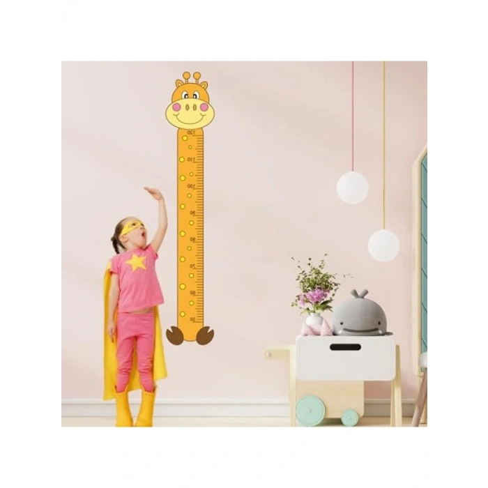 Renkli Zürafa Desenli Boy Ölçer Sticker - Çocuk Odası için