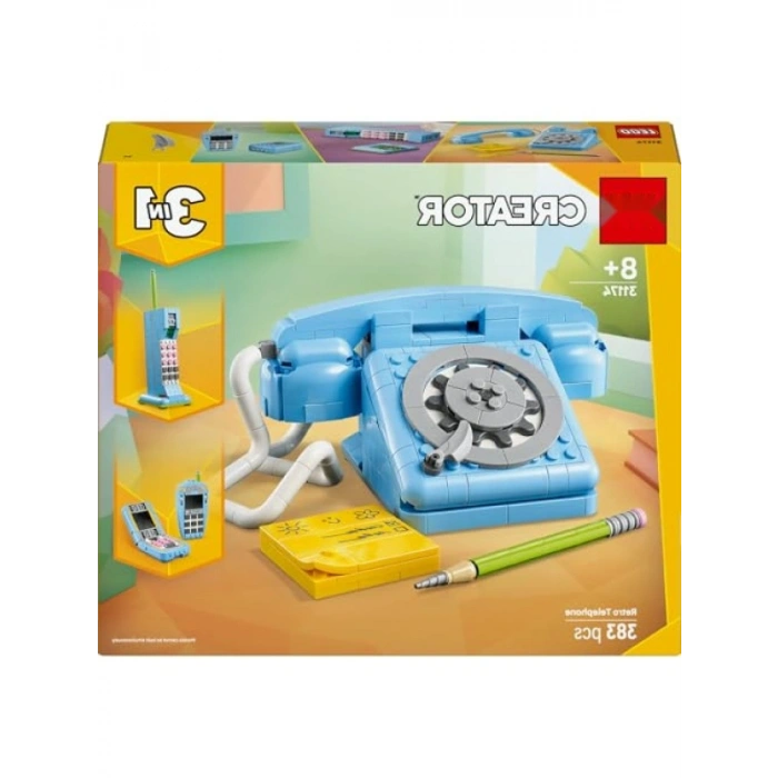 Retro Telefon Yapım Seti - 3ü 1 Arada Tasarım (383 Parça)