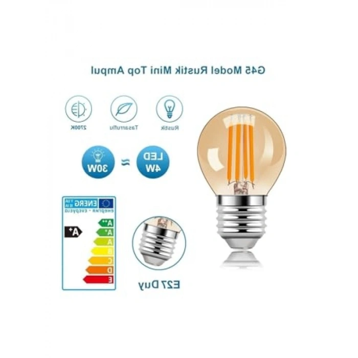 Rustik Amber Cam Ampul - 4 Watt, E27 Duy