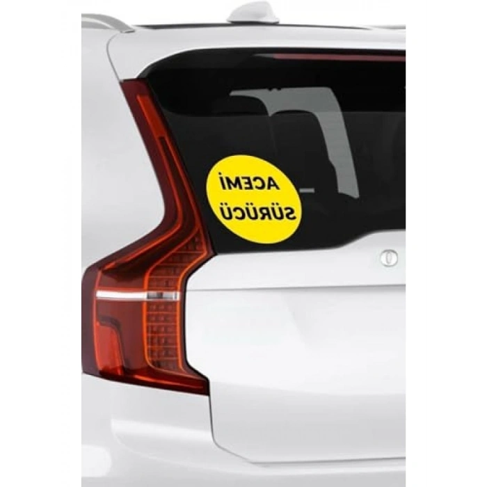 Sarı Zemin Üzerine Siyah Yazılı Acemi Sürücü Sticker - 15x15 cm