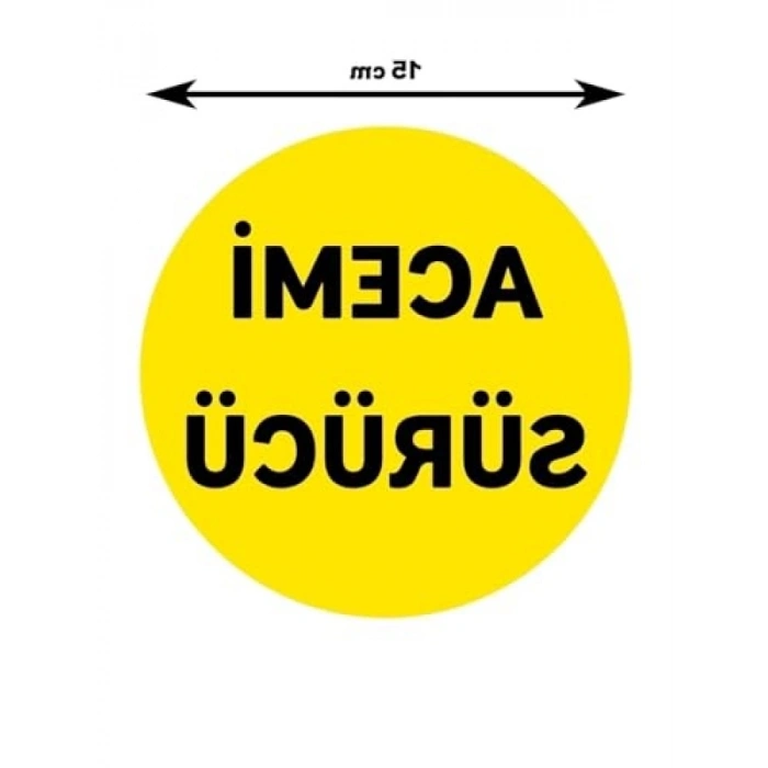 Sarı Zemin Üzerine Siyah Yazılı Acemi Sürücü Sticker - 15x15 cm