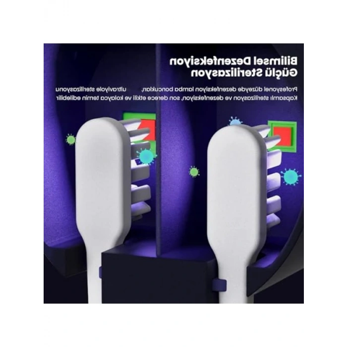 Şarj Edilebilir Diş Fırçası Tutacağı ve UV Sterilizatör, 1800mAh