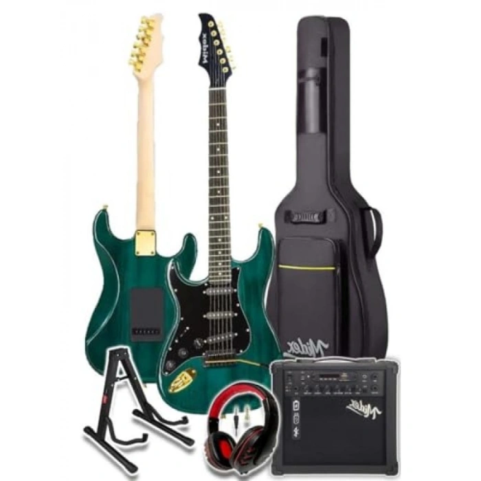 Şarjlı 25W Elektro Gitar Seti, Kulaklık ve Amfi ile Tam Set