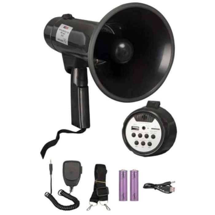 Şarjlı Bluetooth USB Siren Kayıtlı 120 Watt Megafon