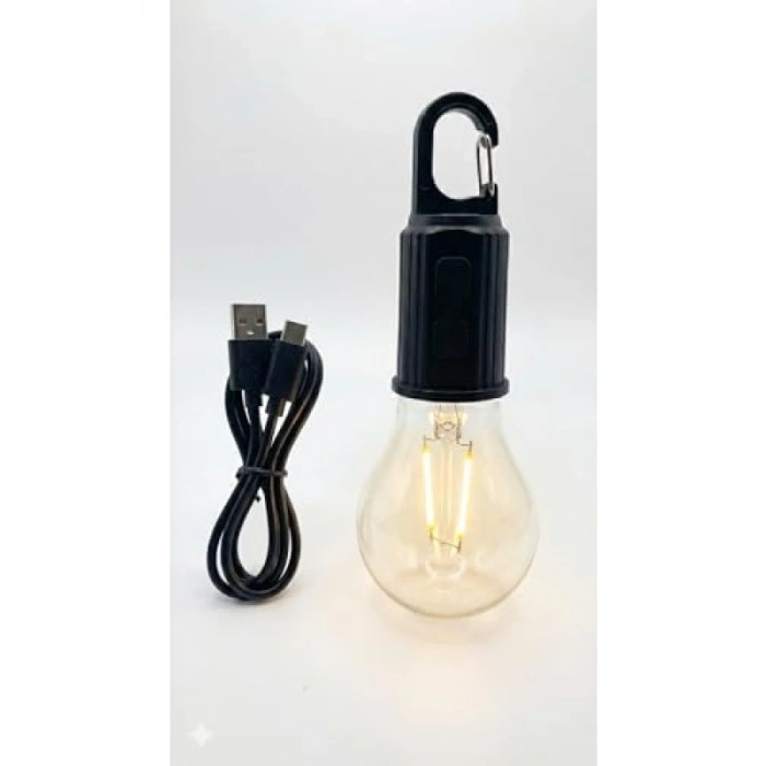 Şarjlı LED Ampul Lamba - Taşınabilir, 3 Kademeli Işık, USB ile Şarj Edilebilir