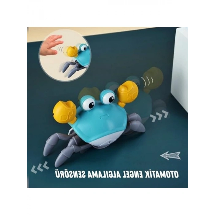 Şarjlı Müzikli Yengeç Oyuncağı - Emekleme ve Yürümeye Destek (Mavi)