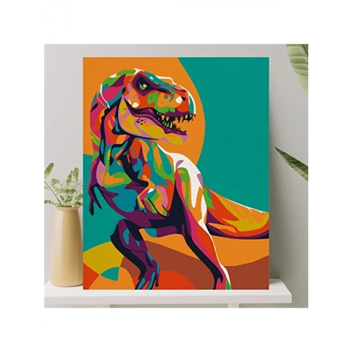 Sayılarla Boyama Tuval Seti, Dinozor Temalı (40x50 cm)