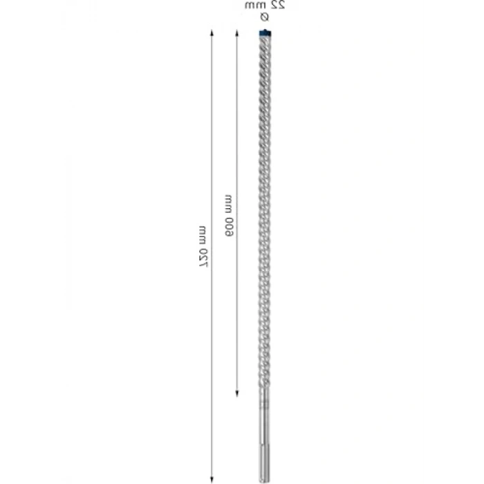 SDS Max Kırıcı Delici Uç Seti, 22 mm Çap, 720 mm Uzunluk