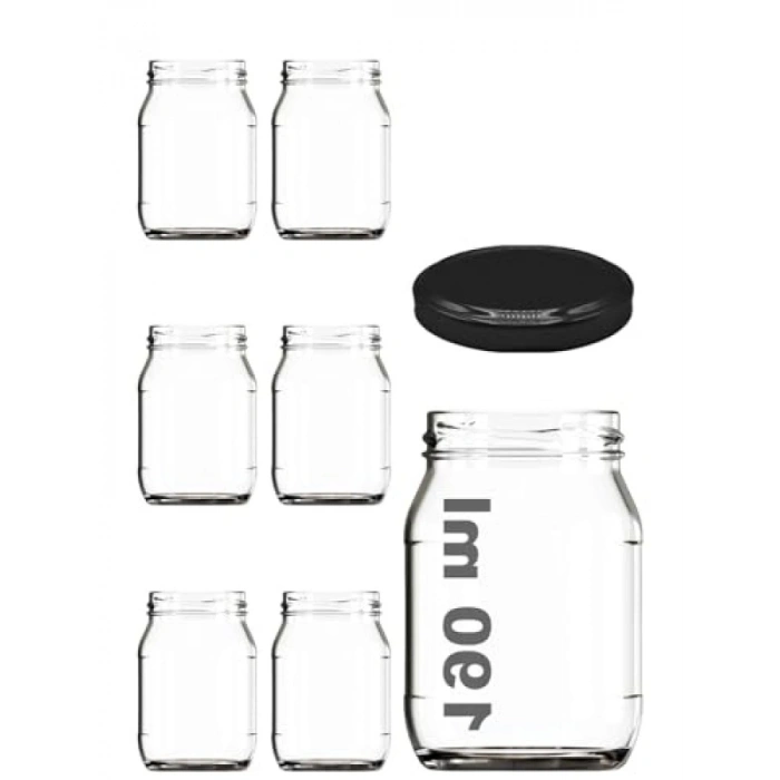 Şeffaf Cam Kavanoz Seti, 6 Adet Metal Kapaklı 190 ml