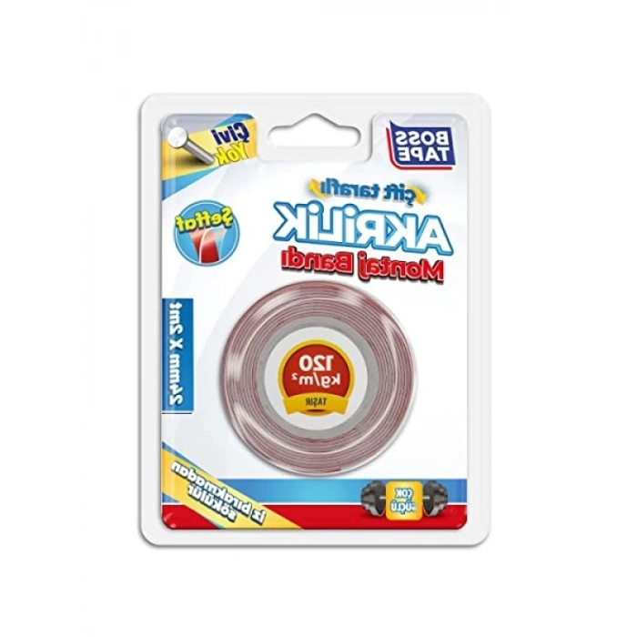 Şeffaf Çift Taraflı Akrilik Montaj Bandı, 24 mm x 2 m