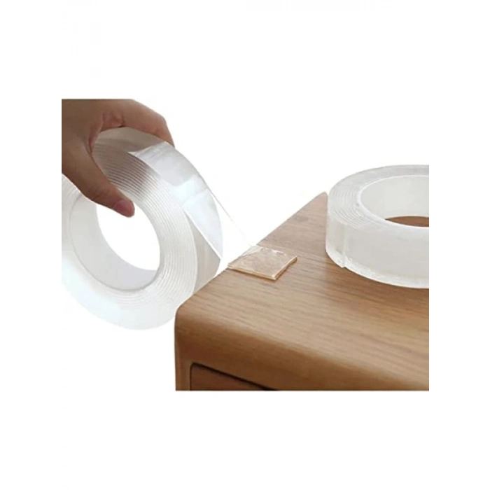 Şeffaf Çift Taraflı Nano Bant, 3 Metre, Güçlü Silikon Jel Yapıştırıcı