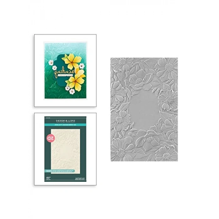 Şeffaf Dört Yapraklı Çiçekli 3D Kabartma Klasörü, 21,5 x 14 cm