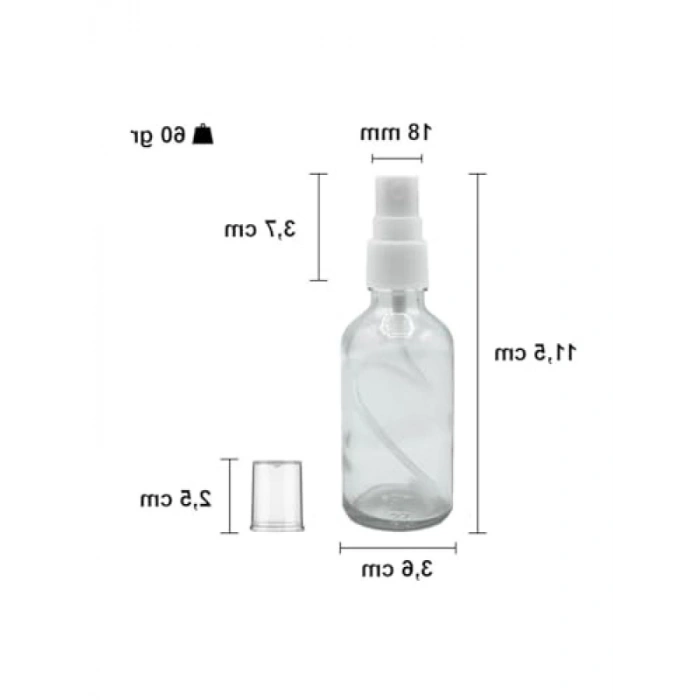 Şeffaf Kapaklı 50 ml Cam Kolonya Fısfısı - Çok Amaçlı