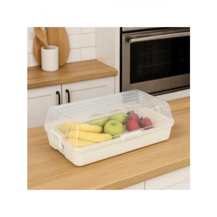 Şeffaf Kapaklı Buzdolabı Düzenleyici Kutu – 32x18 cm Pratik Gıda Organizeri