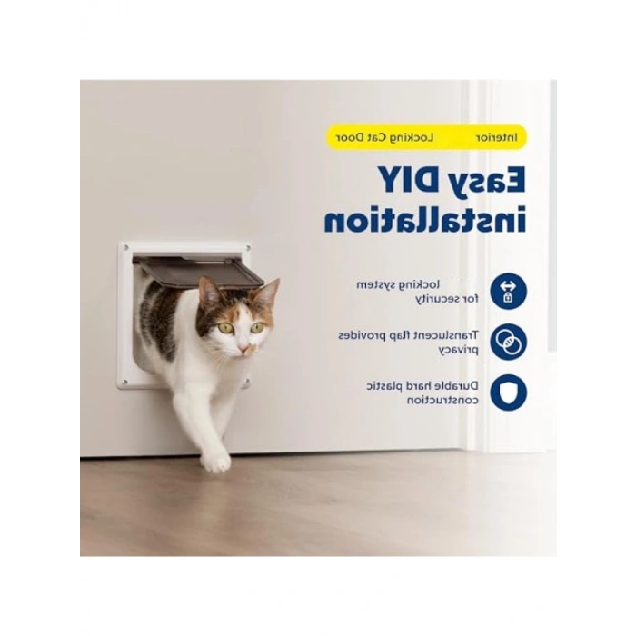 Şeffaf Küçük Kedi Kapağı, 2 Yönlü Sürgülü Kilit