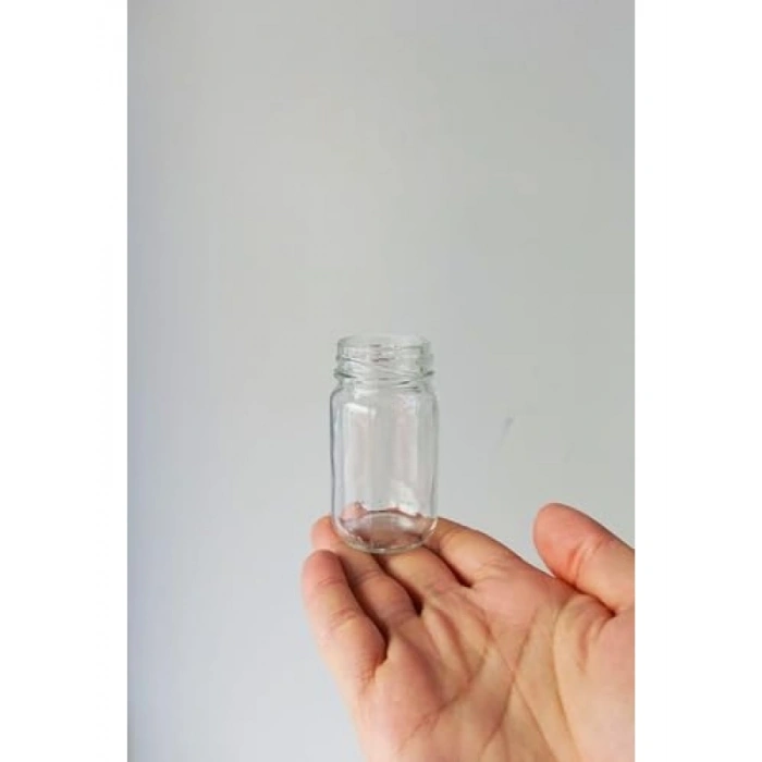 Şeffaf Shot Kavanoz 67 cc, Metal Siyah Kapaklı (6 Adet)