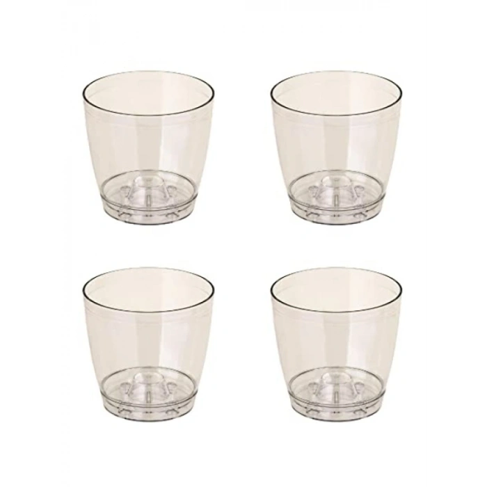 Şeffaf Tabaklı Düz Orkide Saksı - 1.5 Litre, 4 Adet