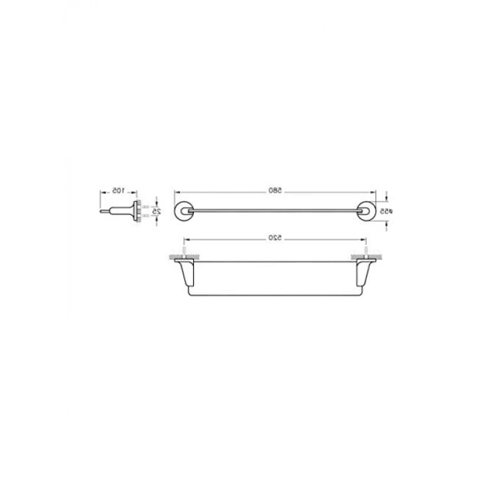 Sekürit Cam Etajer, Krom Kaplama, 58 cm Genişlik