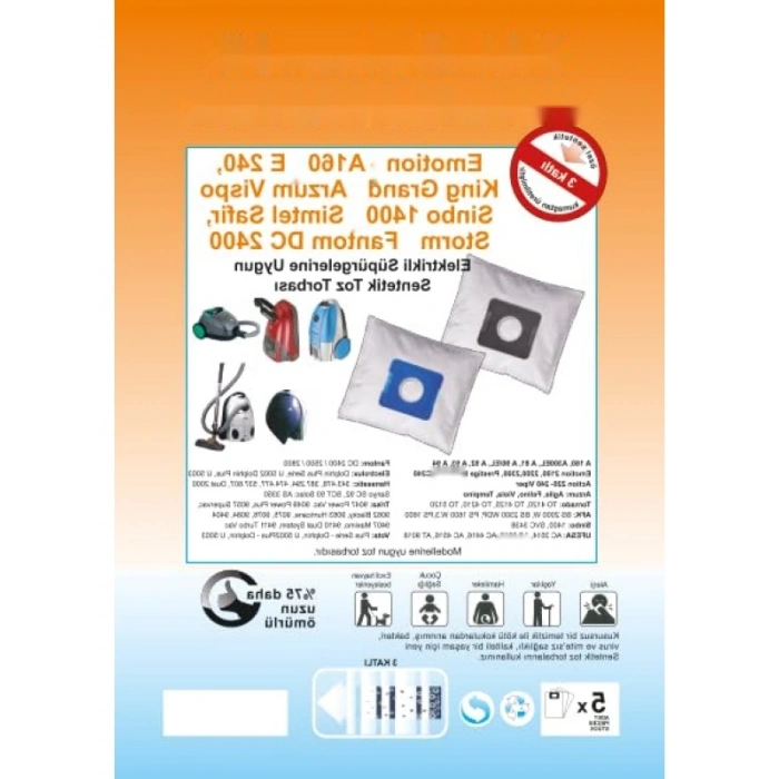 Sentetik Toz Torbası, 20 Adet Siyah Plastik