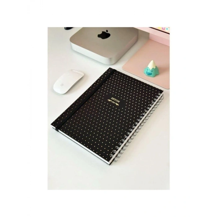 Sert Kapak Spiralli Defter, Lastikli - 20x28 cm, 120 Yaprak + 40 Çizim + 40 Nokta