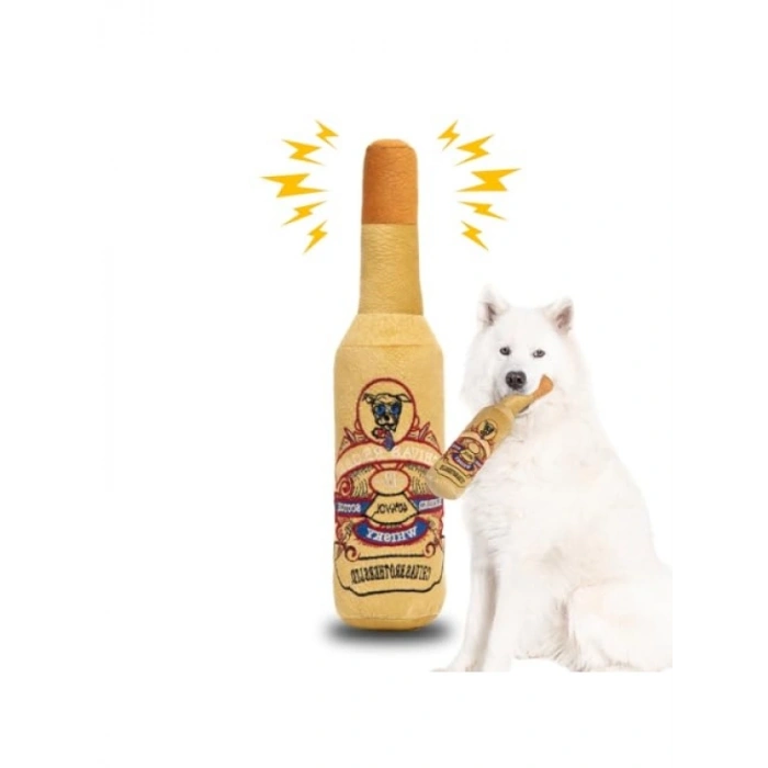 Sesli Şişe Şeklinde Köpek Oyuncağı, Hışırdayan Peluş