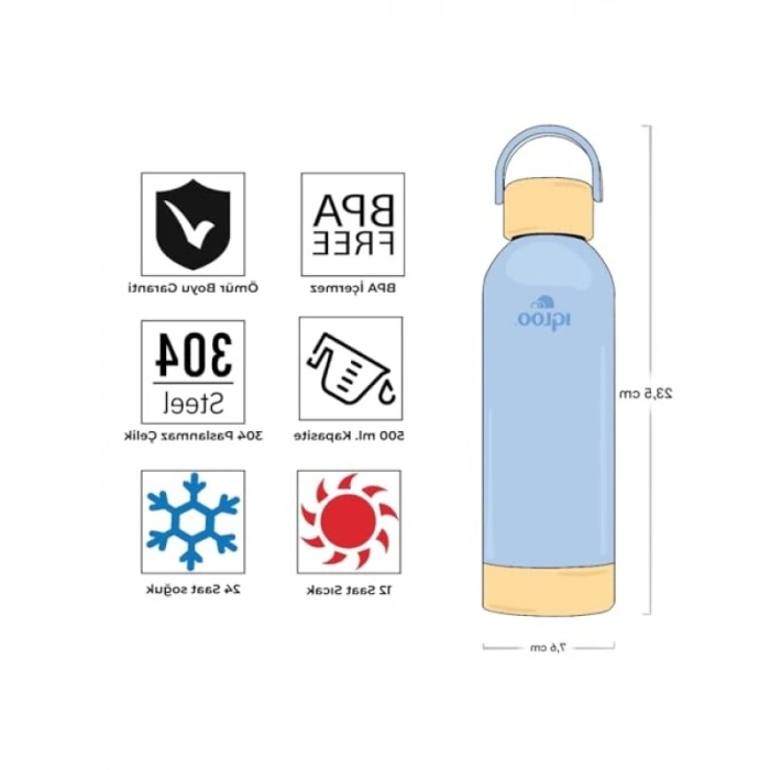 Sıcak ve Soğuk İçecekler için 500 ml Kapasiteli BPA İçermeyen Matara