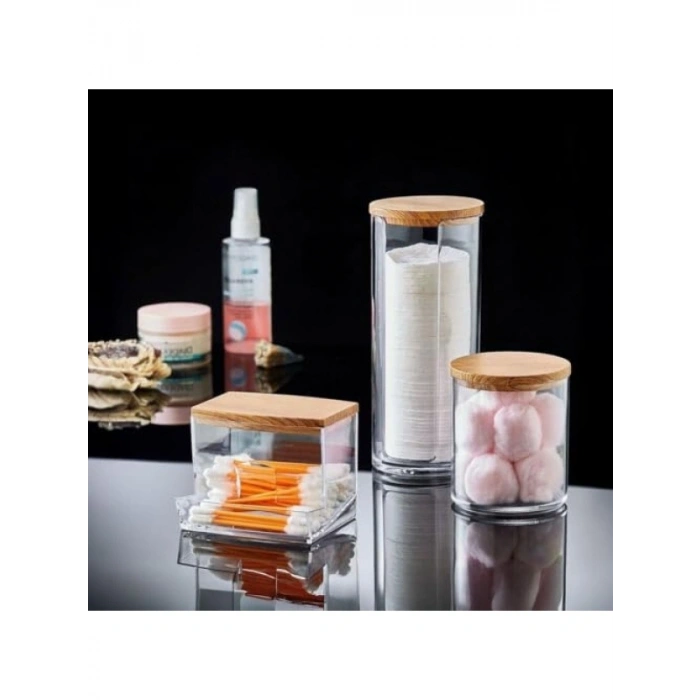 Şık Ahşap Görünümlü 3lü Organizer Set - Mutfak ve Banyo Düzenleyici