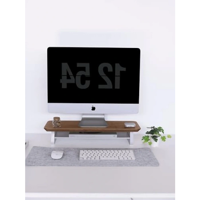 Şık Meşe Görünümlü Küçük Monitör Standı