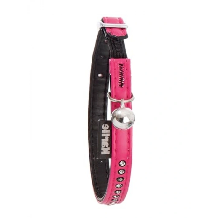 Şık Pembe Deri Kedi Boyun Tasması, 30 cm