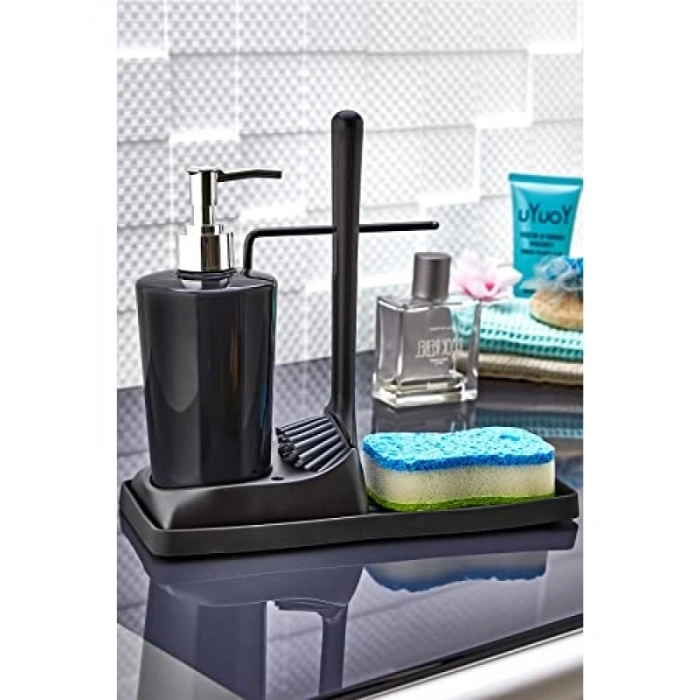 Silikon Fırçalı Mutfak ve Banyo Sıvı Sabunluk Seti