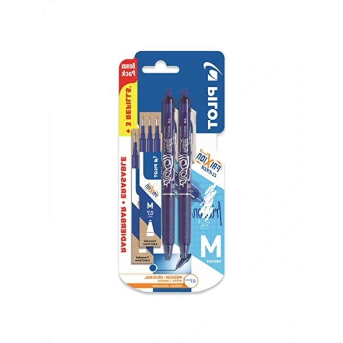 Silinebilir Jel Kalem Seti - Mavi, 0.7 mm Uç, 2li Paket + 6 Yedek