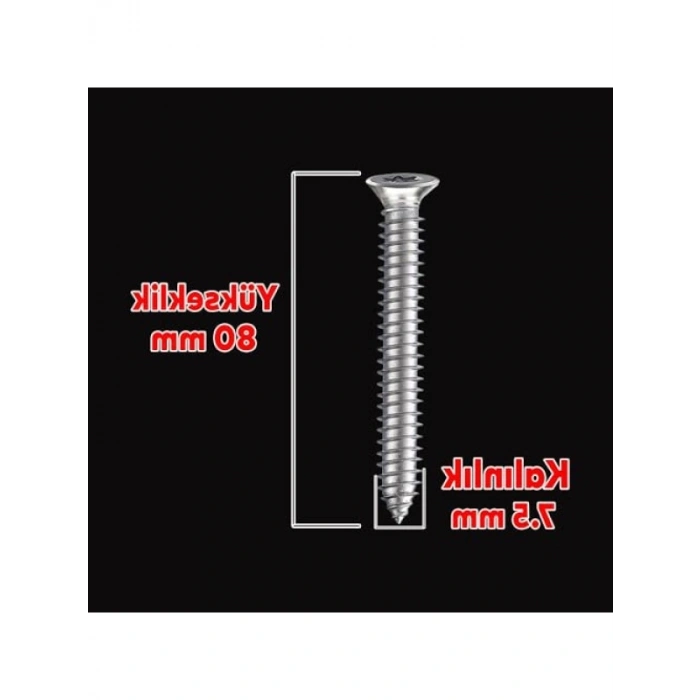 Sivri Uçlu Dübelsiz Beton Vidası 7.5x80 mm - 50 ADET