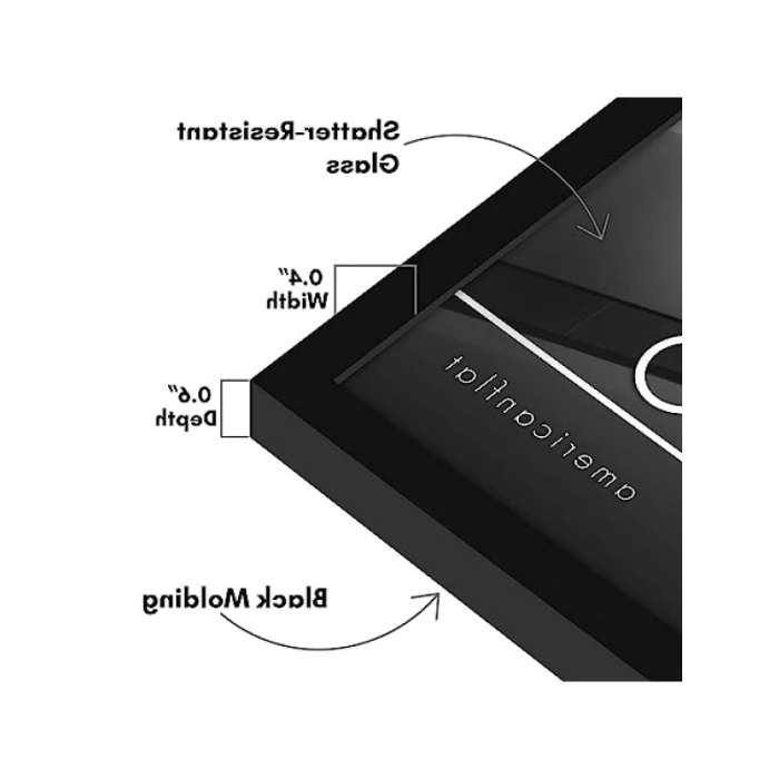Siyah 10x13 Resim Çerçevesi, Kırılmaya Dayanıklı Cam