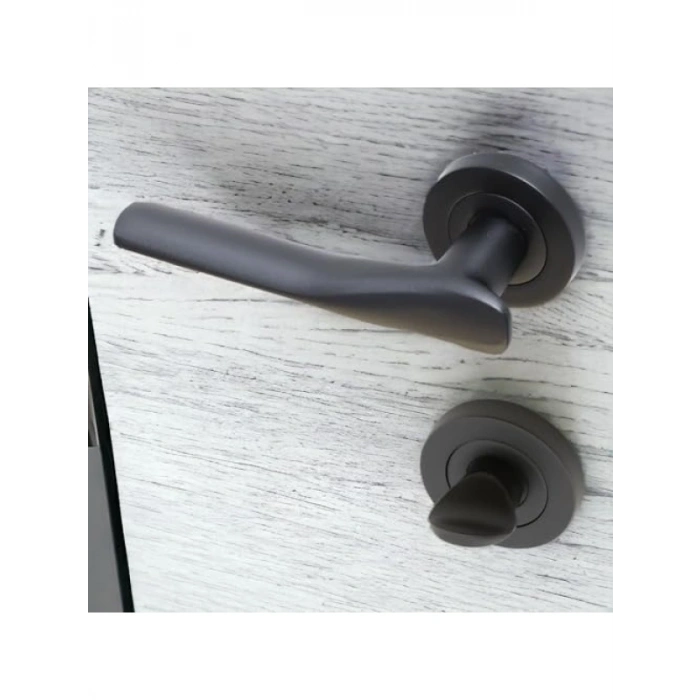 Siyah Alüminyum Wc Banyo Kapı Kolu, Daire Rozetli Sürgülü Kapı Kulpu
