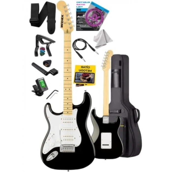 Siyah Beyaz Elektro Gitar Seti - HSH Manyetik