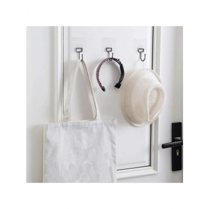 Siyah Güçlü Yapışkan Kancalar - 2 Adet, Mutfak ve Banyo için Pratik Askı