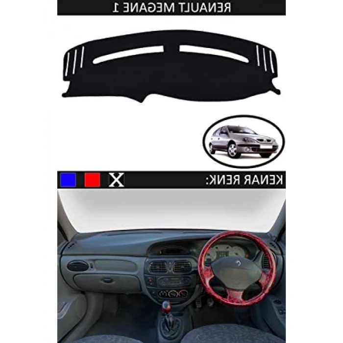 Siyah Kenar Renkli Torpido Koruma Halısı - Renault Megane 1 Uyumlu