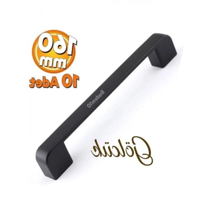 Siyah Metal Çekmece Kulpları - 10 Adet, 160 mm