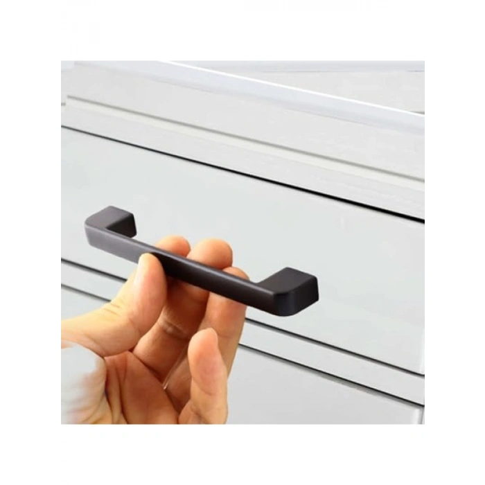 Siyah Metal Çekmece Kulpları - 10 Adet, 160 mm