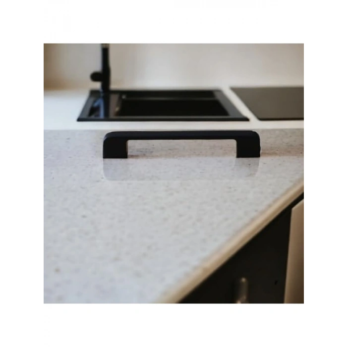 Siyah Metal Mutfak Dolabı Çekmece Kolu - 160 mm Uzunluk