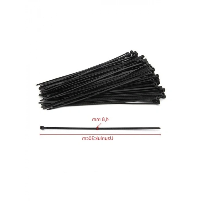Siyah Plastik Kablo Bağı - 4,8x300 mm, 100 Adet