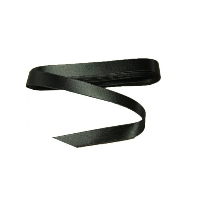 Siyah Saten Kurdele 1 cm x 10 metre